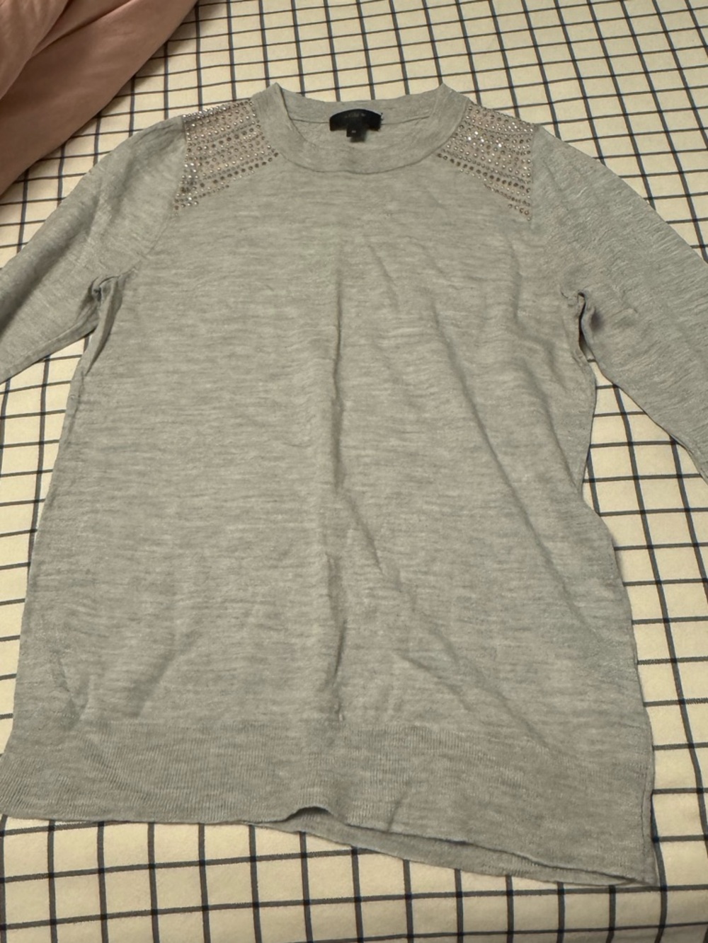 Light Gray Embellished Shoulder Sweater